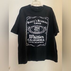 Men’s T Shirt Black 2XL Bailey’s Beverage Corner Whitter CA Liquor Store